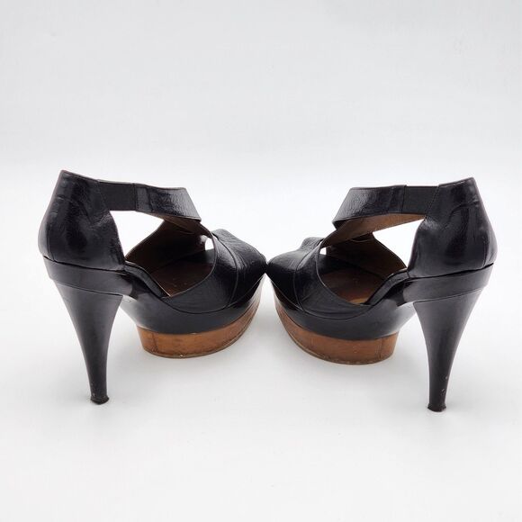 Marni Vintage Cross Strap Wooden Platform Heels Size 8 - Picture 6 of 11